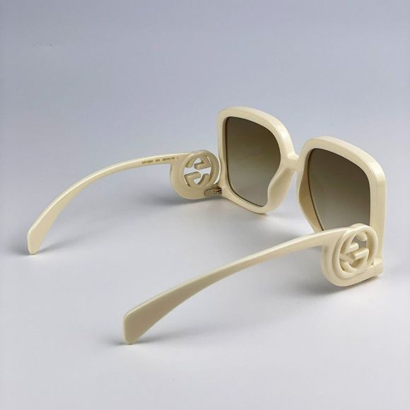 Gucci GG1326S 002 Sunglasses Ivory Brown Gradient Oversized Square Women main image 10